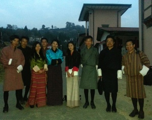 With students involved in the Sherubtse Film Committee, Sir Dorji Wangchuk, and Kuensel's Rinzin Wangchuk.